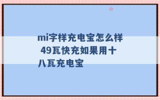 mi字样充电宝怎么样 49瓦快充如果用十八瓦充电宝 