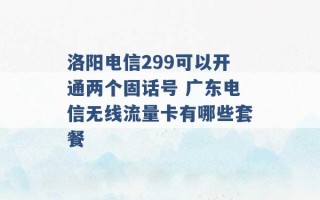 洛阳电信299可以开通两个固话号 广东电信无线流量卡有哪些套餐 