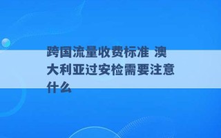 跨国流量收费标准 澳大利亚过安检需要注意什么 