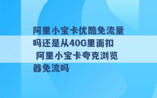 阿里小宝卡优酷免流量吗还是从40G里面扣 阿里小宝卡夸克浏览器免流吗 