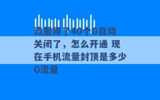 流量用了40个G自动关闭了，怎么开通 现在手机流量封顶是多少G流量 