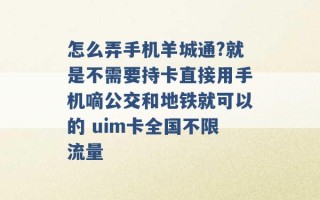 怎么弄手机羊城通?就是不需要持卡直接用手机嘀公交和地铁就可以的 uim卡全国不限流量 