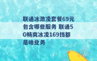 联通冰激凌套餐69元包含哪些服务 联通5G畅爽冰凌169挡都是啥业务 