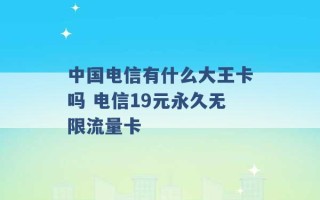 中国电信有什么大王卡吗 电信19元永久无限流量卡 