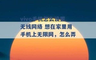 vivo手机怎么设置无线网络 想在家里用手机上无限网，怎么弄 