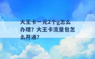 大王卡一元2个g怎么办理？大王卡流量包怎么开通？ 