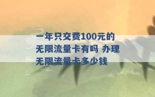 一年只交费100元的无限流量卡有吗 办理无限流量卡多少钱 