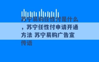 苏宁易购任性付是什么，苏宁任性付申请开通方法 苏宁易购广告宣传语 