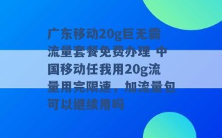 广东移动20g巨无霸流量套餐免费办理 中国移动任我用20g流量用完限速，加流量包可以继续用吗 