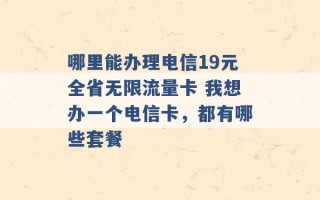 哪里能办理电信19元全省无限流量卡 我想办一个电信卡，都有哪些套餐 