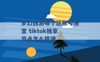 梦幻西游哪个区账号便宜 tiktok独享节点怎么搭建 