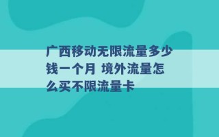 广西移动无限流量多少钱一个月 境外流量怎么买不限流量卡 