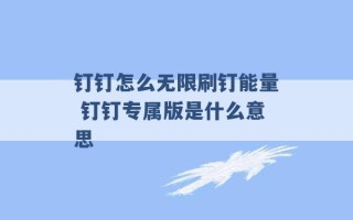 钉钉怎么无限刷钉能量 钉钉专属版是什么意思 