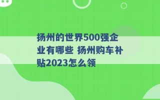 扬州的世界500强企业有哪些 扬州购车补贴2023怎么领 