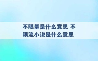 不限量是什么意思 不限流小说是什么意思 