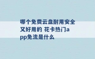 哪个免费云盘耐用安全又好用的 花卡热门app免流是什么 