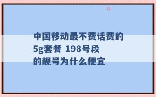 中国移动最不费话费的5g套餐 198号段的靓号为什么便宜 