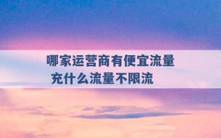 哪家运营商有便宜流量 充什么流量不限流 