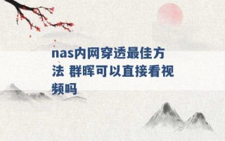 nas内网穿透最佳方法 群晖可以直接看视频吗 