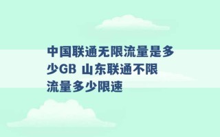 中国联通无限流量是多少GB 山东联通不限流量多少限速 