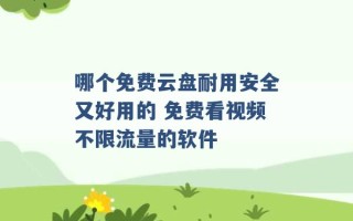 哪个免费云盘耐用安全又好用的 免费看视频不限流量的软件 