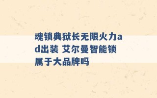 魂锁典狱长无限火力ad出装 艾尔曼智能锁属于大品牌吗 