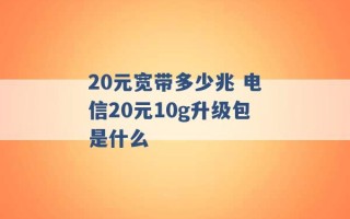 20元宽带多少兆 电信20元10g升级包是什么 