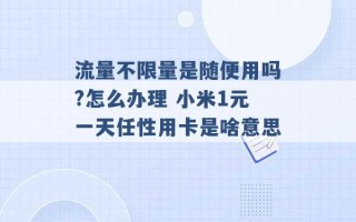 流量不限量是随便用吗?怎么办理 小米1元一天任性用卡是啥意思 