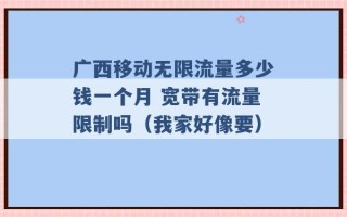 广西移动无限流量多少钱一个月 宽带有流量限制吗（我家好像要） 