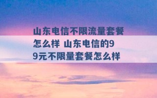 山东电信不限流量套餐怎么样 山东电信的99元不限量套餐怎么样 