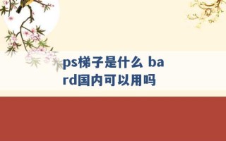 ps梯子是什么 bard国内可以用吗 