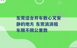 东莞适合开车散心又安静的地方 东莞滴滴租车限不限公里数 