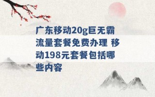 广东移动20g巨无霸流量套餐免费办理 移动198元套餐包括哪些内容 