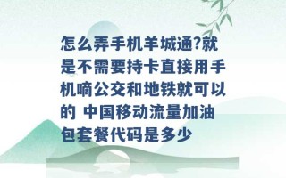 怎么弄手机羊城通?就是不需要持卡直接用手机嘀公交和地铁就可以的 中国移动流量加油包套餐代码是多少 