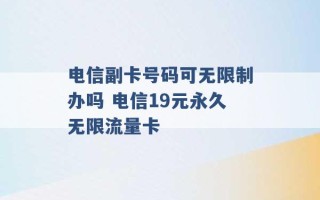 电信副卡号码可无限制办吗 电信19元永久无限流量卡 