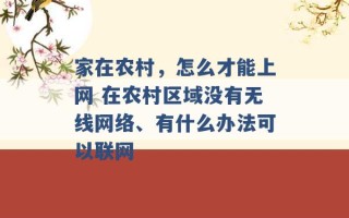 家在农村，怎么才能上网 在农村区域没有无线网络、有什么办法可以联网 