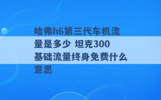 哈弗h6第三代车机流量是多少 坦克300基础流量终身免费什么意思 