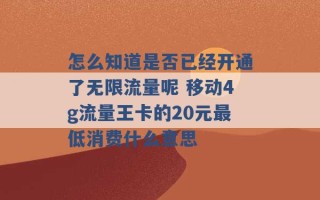 怎么知道是否已经开通了无限流量呢 移动4g流量王卡的20元最低消费什么意思 