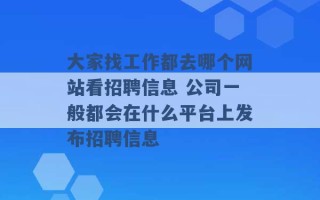 大家找工作都去哪个网站看招聘信息 公司一般都会在什么平台上发布招聘信息 