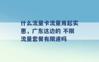 什么流量卡流量用起实惠，广东这边的 不限流量套餐有限速吗 