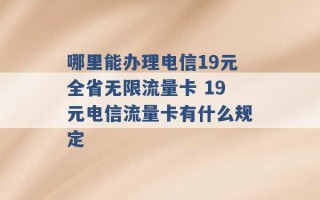 哪里能办理电信19元全省无限流量卡 19元电信流量卡有什么规定 