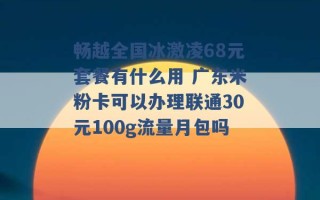 畅越全国冰激凌68元套餐有什么用 广东米粉卡可以办理联通30元100g流量月包吗 