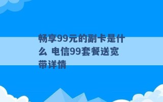 畅享99元的副卡是什么 电信99套餐送宽带详情 