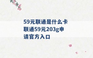 59元联通是什么卡 联通59元203g申请官方入口 