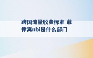 跨国流量收费标准 菲律宾nbi是什么部门 