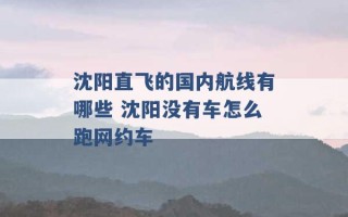 沈阳直飞的国内航线有哪些 沈阳没有车怎么跑网约车 