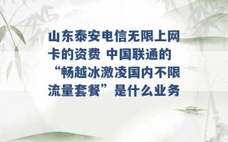 山东泰安电信无限上网卡的资费 中国联通的“畅越冰激凌国内不限流量套餐”是什么业务 