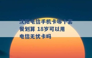 沈阳电信手机卡哪个套餐划算 18岁可以用电信无忧卡吗 