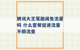 腾讯大王笔趣阁免流量吗 什么套餐低速流量不限流量 