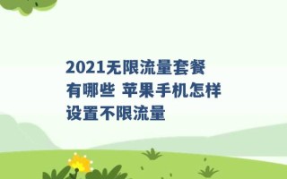 2021无限流量套餐有哪些 苹果手机怎样设置不限流量 